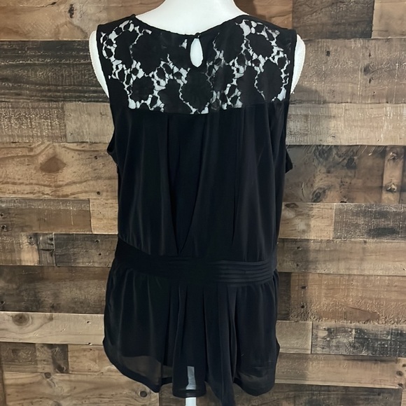 Worthington Black Baby Doll Sheer Lace Top Size Xl Side Zip - Picture 5 of 7